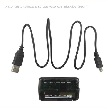 RYC44 USB 2.0 memóriakártya olvasó — külső, minden egyben, támogatja CF, SD/SDHC, MicroSD, MMC, MS Pro Duo, RS-MMC