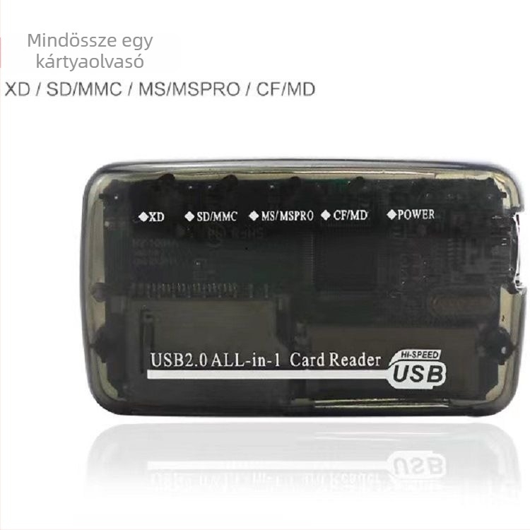 RYC44 USB 2.0 memóriakártya olvasó — külső, minden egyben, támogatja CF, SD/SDHC, MicroSD, MMC, MS Pro Duo, RS-MMC