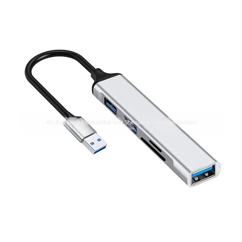 Öt az egyben USB 3.0 dokkoló állomás USB hubbal, SD/TF kártyaolvasóval és Type-C konverterrel (fém+ABS ház)