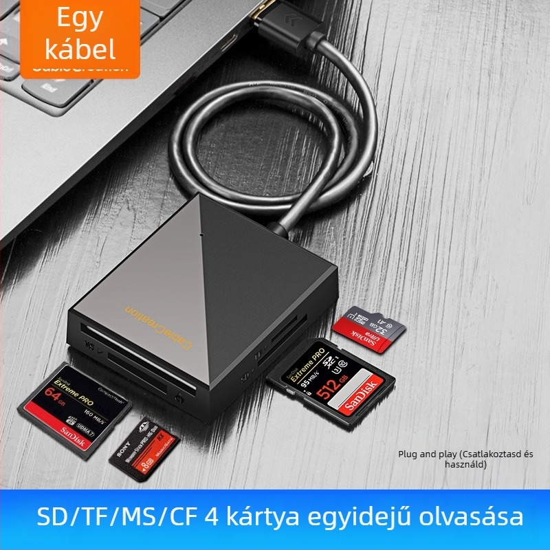 Négy az egyben USB 3.0 kártyaolvasó CF, MS, SD és TF – telefonokhoz és számítógépekhez