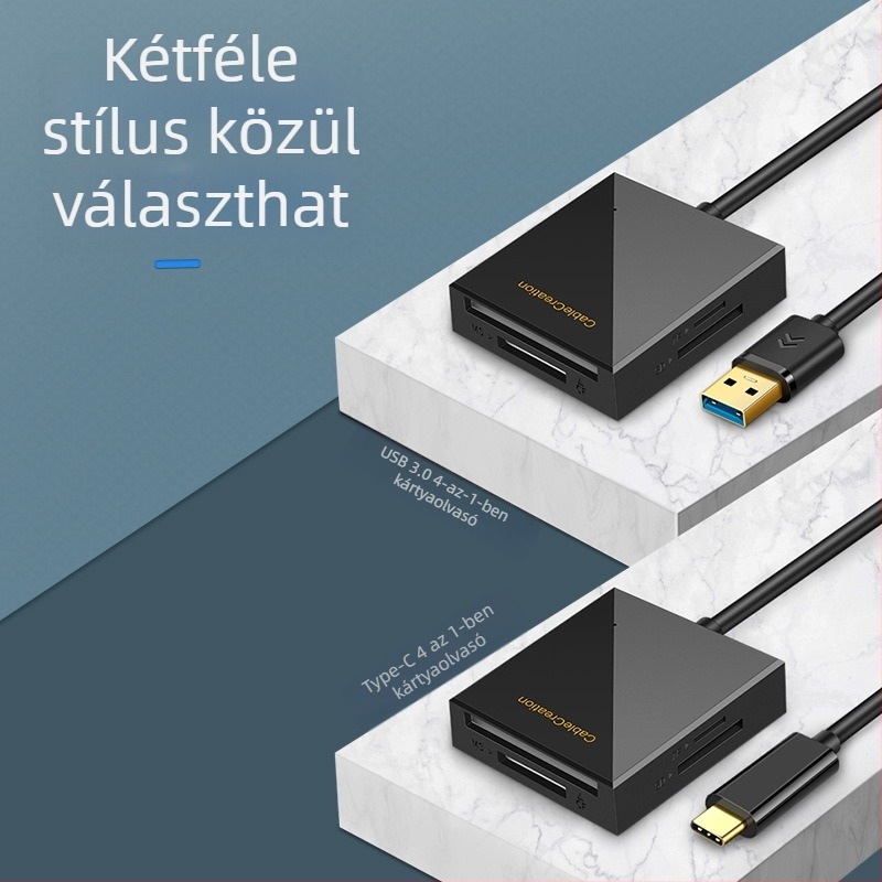 Négy az egyben USB 3.0 kártyaolvasó CF, MS, SD és TF – telefonokhoz és számítógépekhez