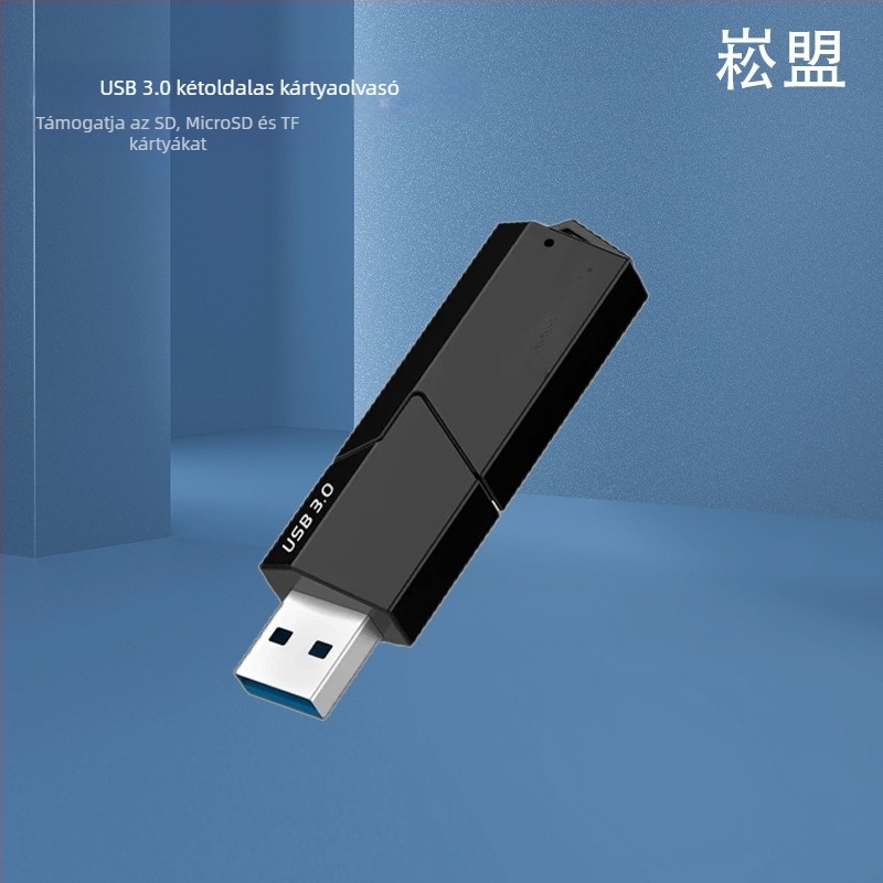 USB 3.0 kártyaolvasó SD/TF, kihúzható kupakkal, 2–in–1 gyors olvasás/írás SD/TF/MicroSD