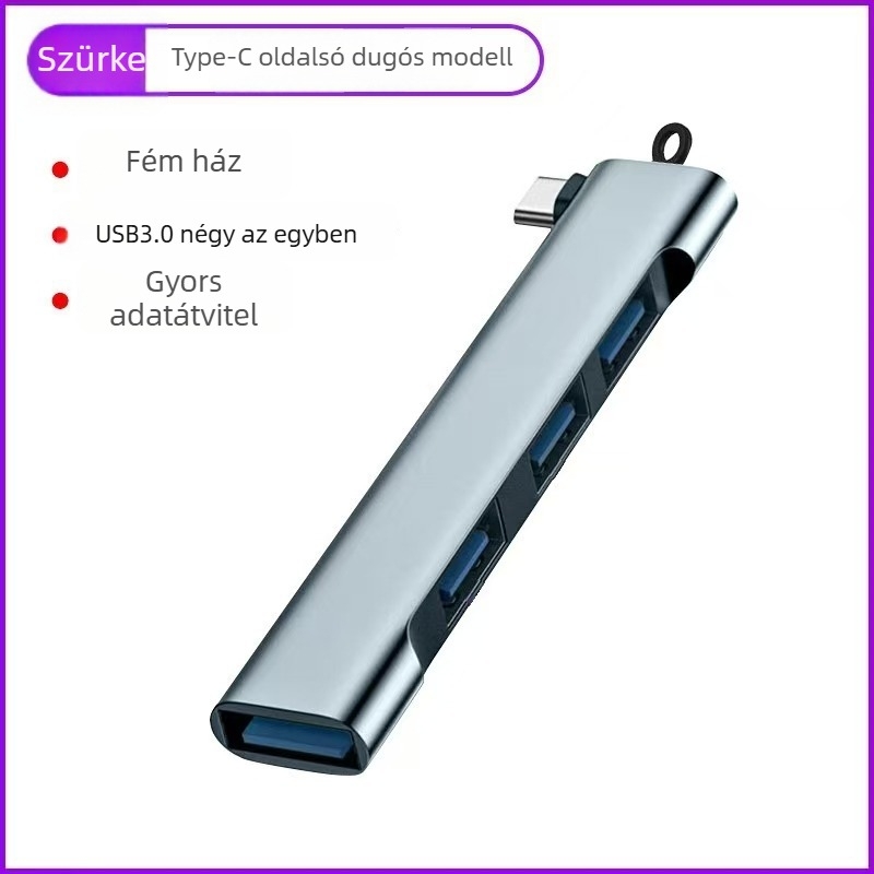 Type-C tabletához készült dokk SD/TF-olvasóval, 2 USB 3.0 porttal és töltéssel – alumíniumötvözet