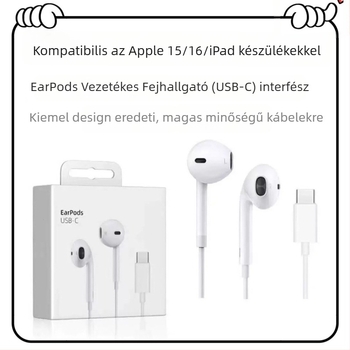 Fülbe helyezhető vezetékes fejhallgató inline vezérléssel, dinamikus meghajtó, zajcsökkentés, erőteljes basszus, iOS-kompatibilis