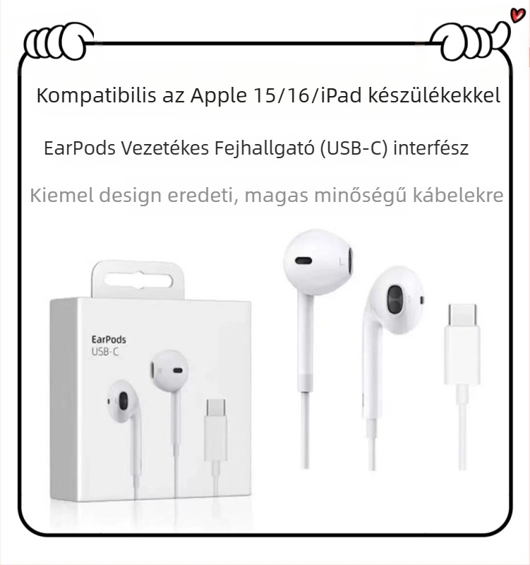 Fülbe helyezhető vezetékes fejhallgató inline vezérléssel, dinamikus meghajtó, zajcsökkentés, erőteljes basszus, iOS-kompatibilis