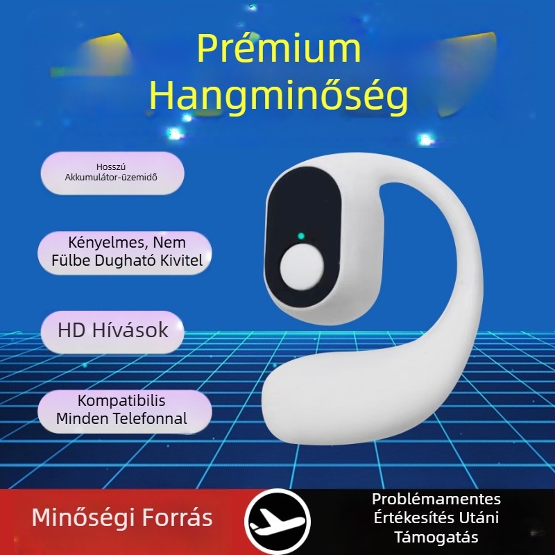 Bluetooth fülhorgos fejhallgató, hosszú üzemidő, zajcsökkentés, nem fülbe dugó, digitális töltés kijelző, sportos stílus