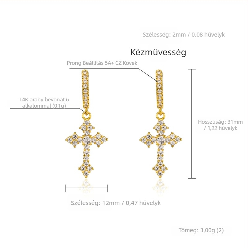 Fülbevalók réz + cirkón, márka Jinao, forma 1327355784, stílus személyes, uniszex