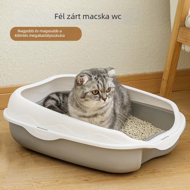 Félig zárt macskaalomtál antifröccsenés funkcióval, felnőtt macskáknak