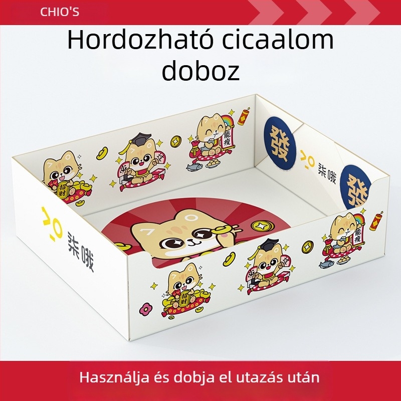 Egyszer használatos, hordozható, összecsukható macskaalom-tál kültéri használatra — Seven oh