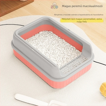 Macskaalom-tál magas fallal, félig zárt, anti-szórás, nagy méretű, megerősített kivitel