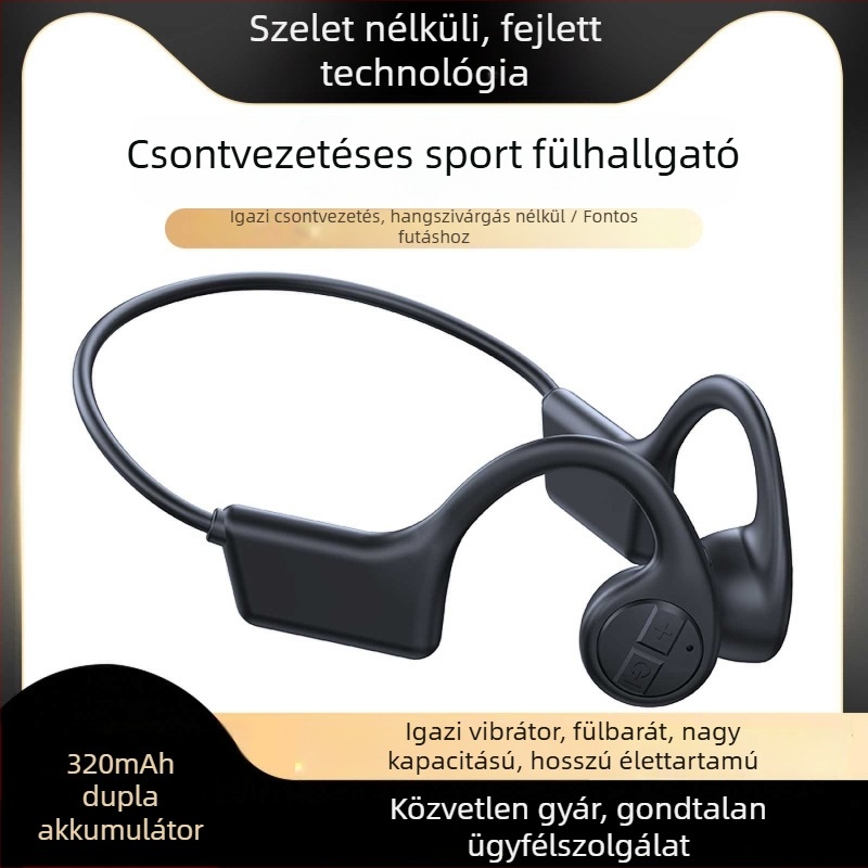Csontvezetéses Bluetooth fülhallgató fülre akasztóval futáshoz, vezeték nélküli, 10 m hatótávolság, Bluetooth 5.3, üzemidő >8 óra, zajcsökkentés