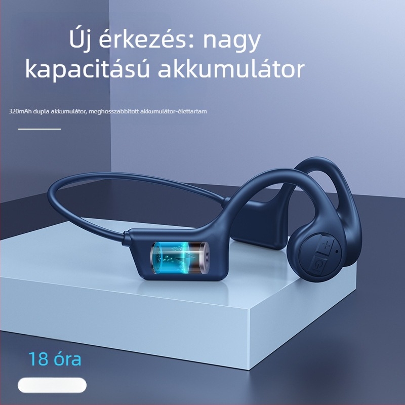 Csontvezetéses Bluetooth fülhallgató fülre akasztóval futáshoz, vezeték nélküli, 10 m hatótávolság, Bluetooth 5.3, üzemidő >8 óra, zajcsökkentés