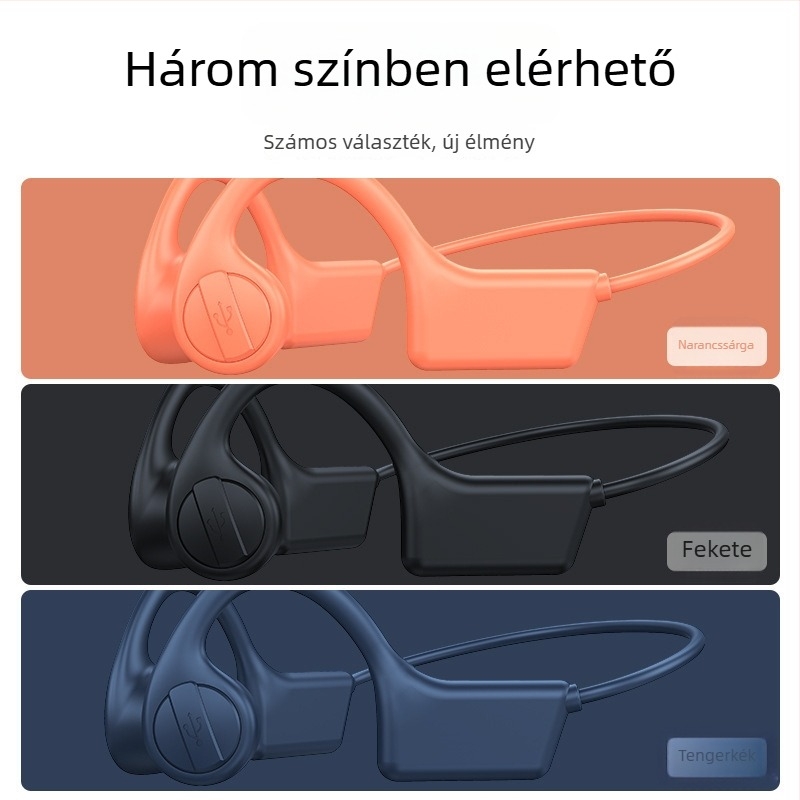 Csontvezetéses Bluetooth fülhallgató fülre akasztóval futáshoz, vezeték nélküli, 10 m hatótávolság, Bluetooth 5.3, üzemidő >8 óra, zajcsökkentés