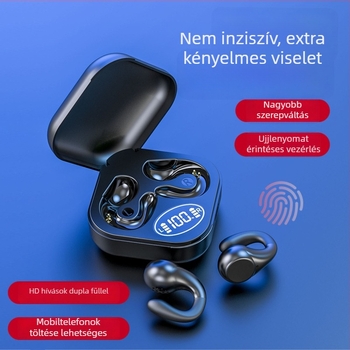 Fülcsipesz kialakítású vezeték nélküli Bluetooth fülhallgató, 10 m hatótávolság, Bluetooth 5.3, sztereó, IPX4