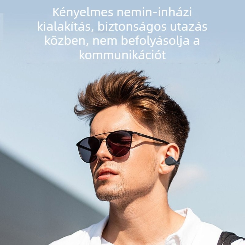 Fülcsipesz kialakítású vezeték nélküli Bluetooth fülhallgató, 10 m hatótávolság, Bluetooth 5.3, sztereó, IPX4