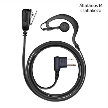 Walkie-Talkie headset fülbe akasztatható, 3,5 mm dugó, vezetékes mikrofonnal, 110 cm kábel, 16 mm hangszóró