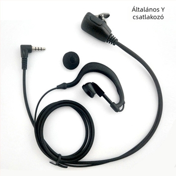 Walkie-Talkie headset fülbe akasztatható, 3,5 mm dugó, vezetékes mikrofonnal, 110 cm kábel, 16 mm hangszóró