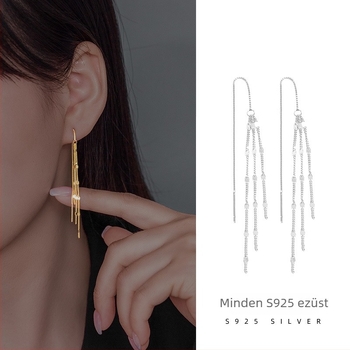 Under the banyan tree – Ezüst S925 fülbevalók hosszú tassellel, formák: hullám, csepp, csillag, geometriai; stílus: hideg szél; nyár 2024