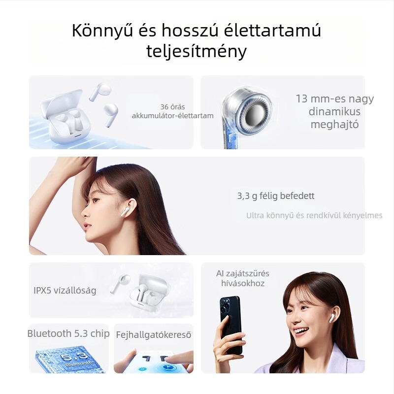 Vezeték nélküli Bluetooth fülhorgos fejhallgató, fülre helyezve, egyszerű stílus