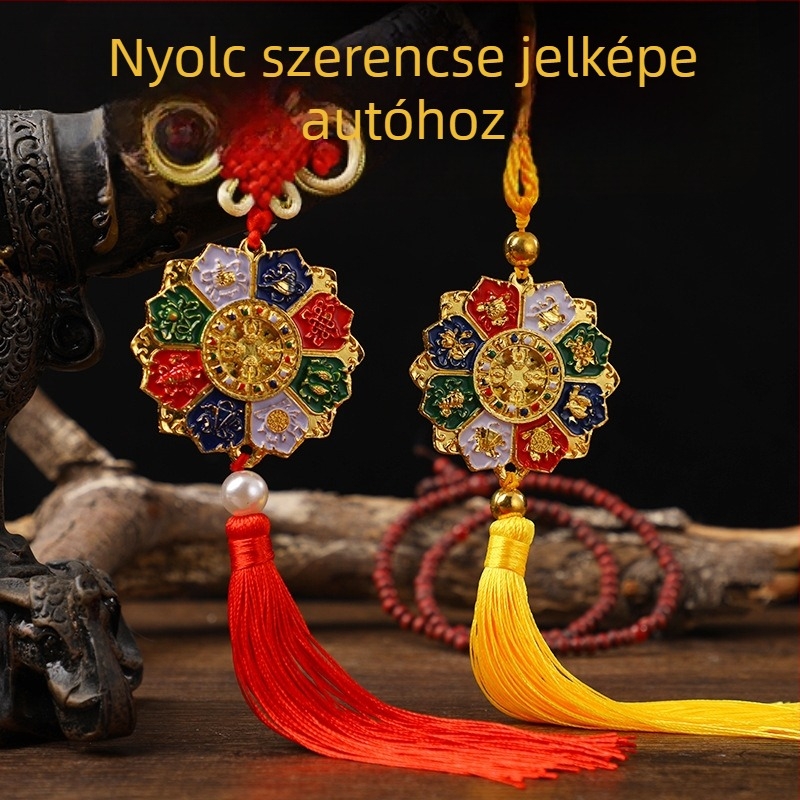 Autóhoz való függő dekoráció kínai csomóval, ötvözet, retro stílus, finom kidolgozás