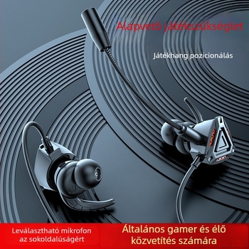 WJHH GM3 vezetékes e-sport in-ear fülhallgató mikrofonnal, 3,5 mm csatlakozó, 1,2 m kábel, 20–20000 Hz frekvencia-válasz, 32 Ω ellenállás