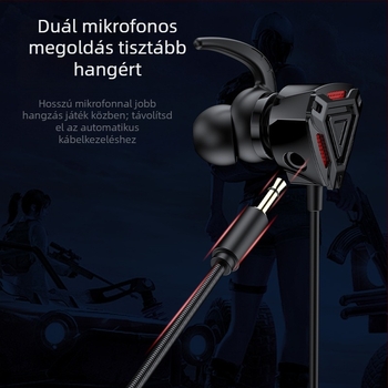 WJHH GM3 vezetékes e-sport in-ear fülhallgató mikrofonnal, 3,5 mm csatlakozó, 1,2 m kábel, 20–20000 Hz frekvencia-válasz, 32 Ω ellenállás