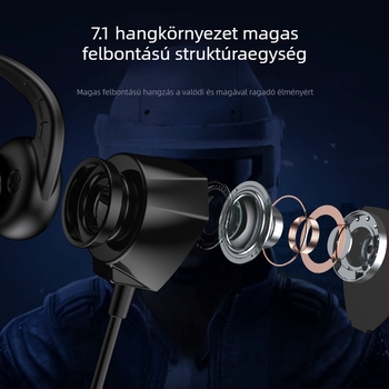 WJHH GM3 vezetékes e-sport in-ear fülhallgató mikrofonnal, 3,5 mm csatlakozó, 1,2 m kábel, 20–20000 Hz frekvencia-válasz, 32 Ω ellenállás