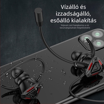 WJHH GM3 vezetékes e-sport in-ear fülhallgató mikrofonnal, 3,5 mm csatlakozó, 1,2 m kábel, 20–20000 Hz frekvencia-válasz, 32 Ω ellenállás