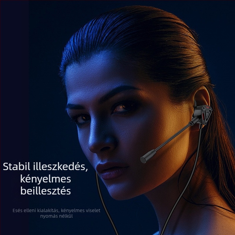 WJHH GM3 vezetékes e-sport in-ear fülhallgató mikrofonnal, 3,5 mm csatlakozó, 1,2 m kábel, 20–20000 Hz frekvencia-válasz, 32 Ω ellenállás