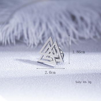 Brooch Celtic Triangle Knot szimbólum, rozsdamentes acél, geometriai stílus, elektroplatírozott, férfi gallérkitűző