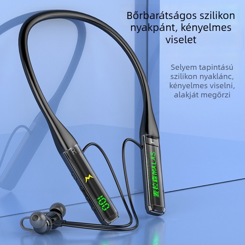 Bluetooth nyakpántos fejhallgató zajszűréssel, hosszú üzemidő és zenelejátszás sporthoz (Bluetooth 5.0; nyakpántos kialakítás; üzemidő >8 óra; vízálló; zenelejátszás)