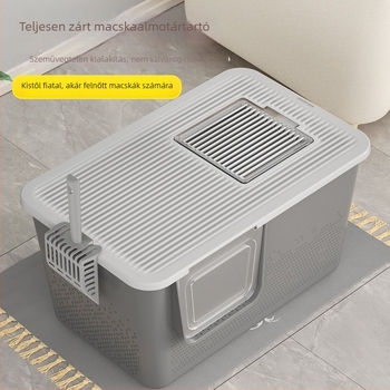 Macskaalom tálca, teljesen zárt, félig zárt kialakítás, anti-szórás, minden egyben, PVC anyag.