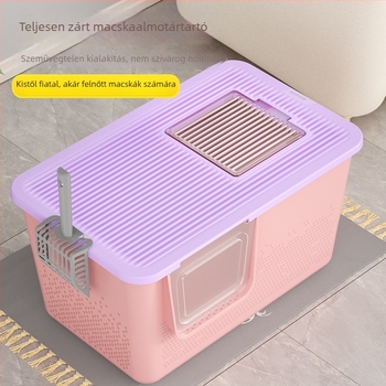 Macskaalom tálca, teljesen zárt, félig zárt kialakítás, anti-szórás, minden egyben, PVC anyag.