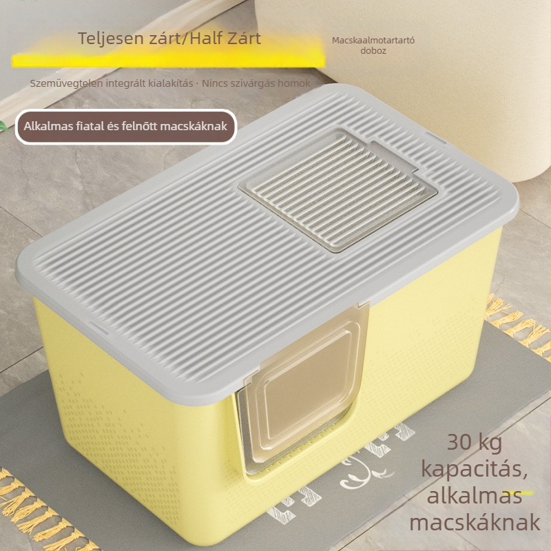 Macskaalom tálca, teljesen zárt, félig zárt kialakítás, anti-szórás, minden egyben, PVC anyag.