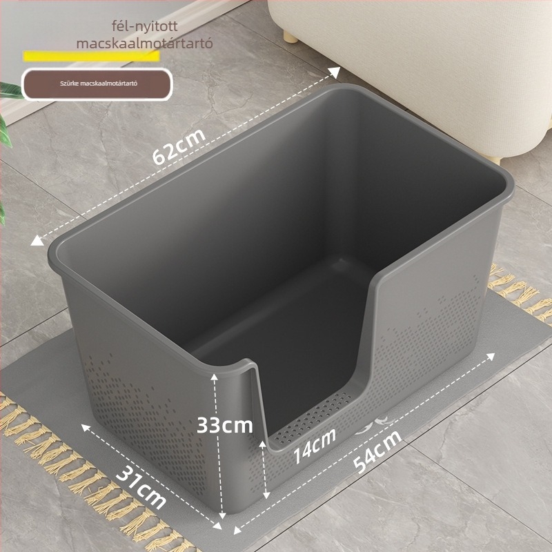 Macskaalom tálca, teljesen zárt, félig zárt kialakítás, anti-szórás, minden egyben, PVC anyag.