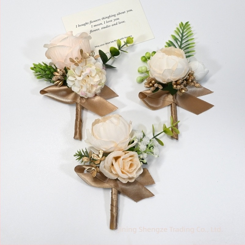 Erdei stílusú esküvői corsage - műszálas szalagból készült koszorú vőlegényeknek és koszorúslányoknak, apának és anyának