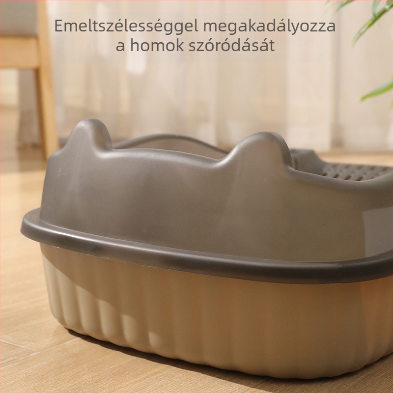 Macska almotálca anti-splash kialakítással, fél-zárt dizájn, kölyökmacskáknak, PP anyag