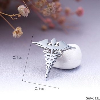 Rozsdamentes acélból készült kitűző, dupla kígyó motívum, elektroplakolás, uniszex, személyes stílus