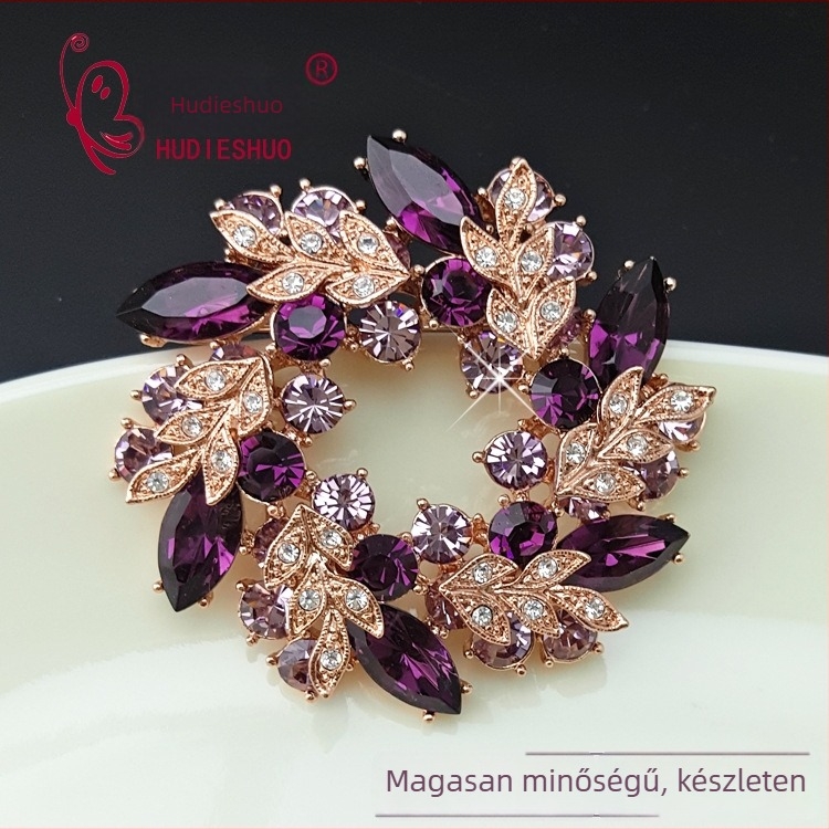 Virág alakú brooch – ötvözet, nőknek, elektroplatázás, könnyed luxus stílus