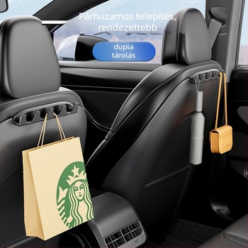 Hátsó ülésre szerelhető autó-akasztó a tároláshoz, kompatibilis Tesla Model 3/Y, műanyag, minimalista stílus