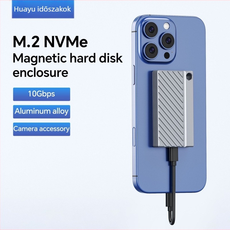 M.2 NVMe külső ház SSD-hez, Type-C interfész, alumínium-ötvözet, Hy257, 10 Gbps olvasási sebesség