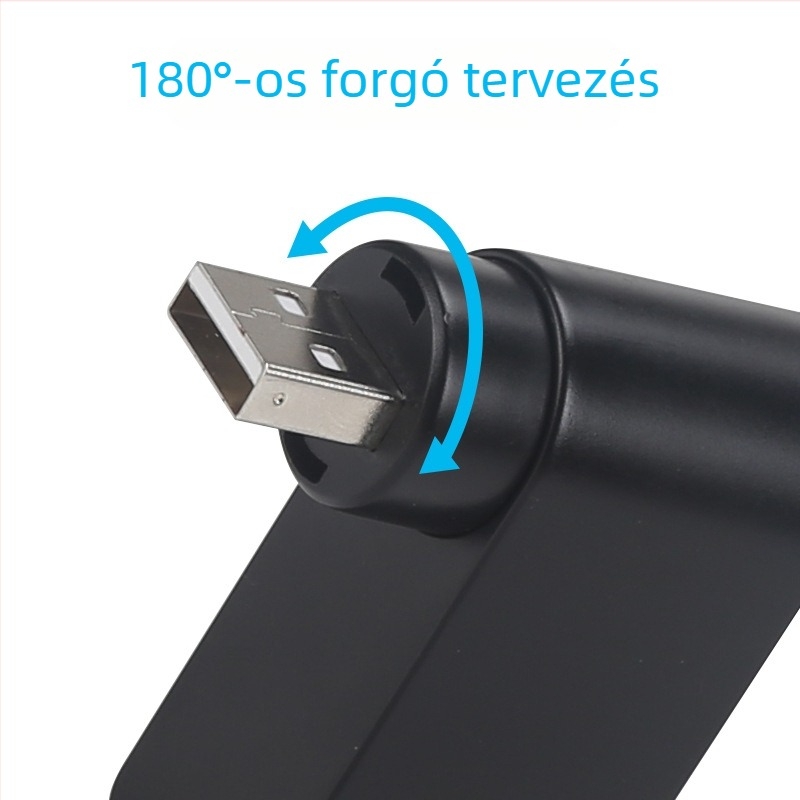 HCXD Hub+ USB 2.0 3-portos HUB forgó fejjel és multifunkciós kártyaolvasóval — 480 Mbps, külső táp nélkül