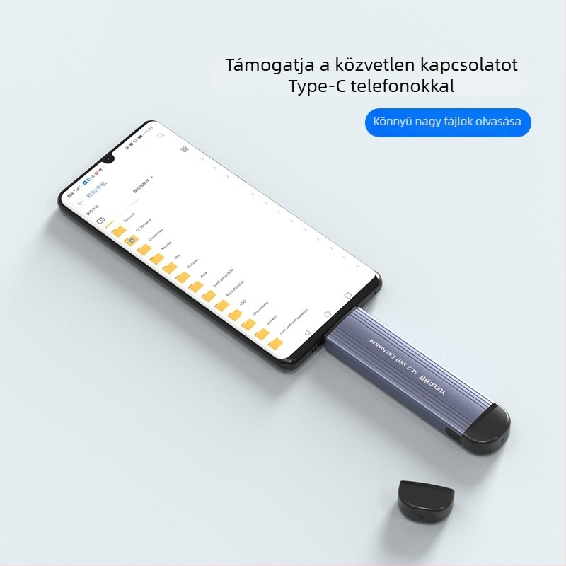 Külső NVMe M.2 SSD tok, Type-C USB 3.1, alumíniumötvözet, 2 TB-ig támogatott, 10 Gbps