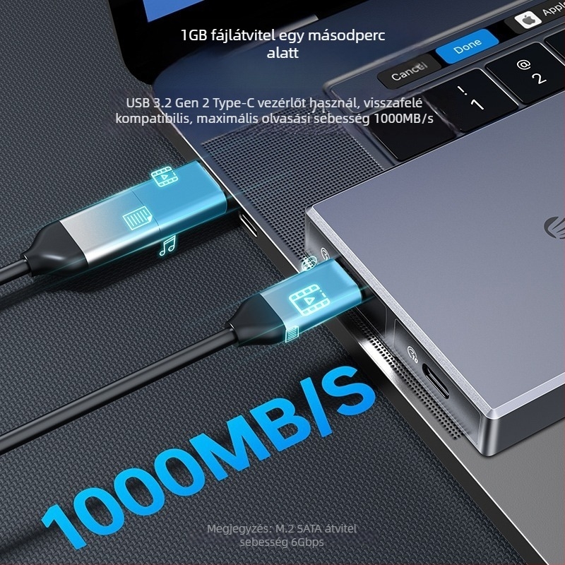 Orico CM2C3 M.2 NVMe kettős SSD tok USB-C interfésszel, 1 éves garancia