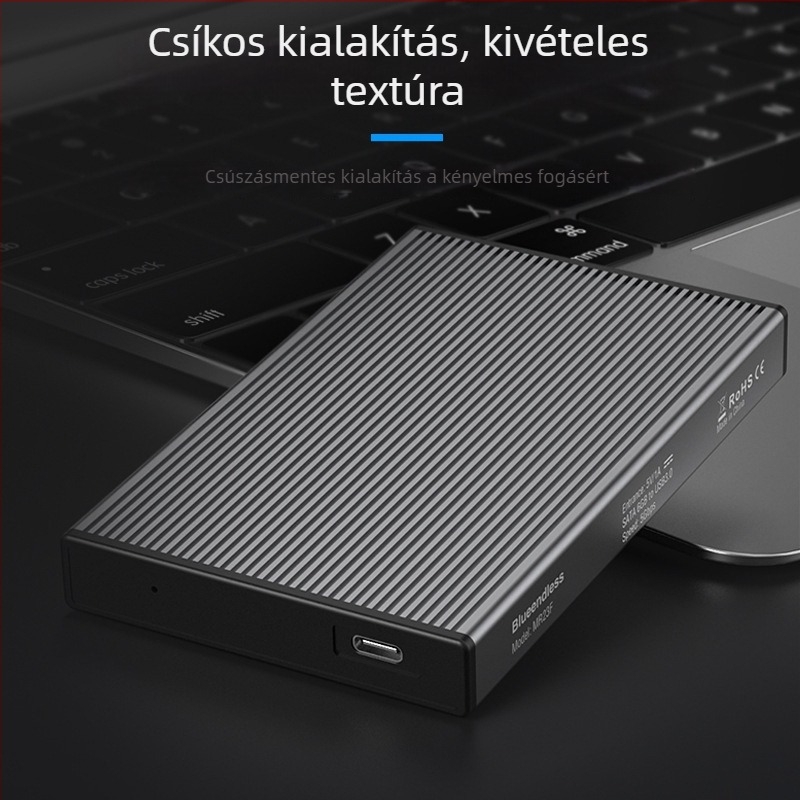 SATA SSD külső tok USB 3.0 és Type-C csatlakozásokkal, alumíniumötvözet + ABS, 4TB-ig, 6 Gbps átviteli sebesség
