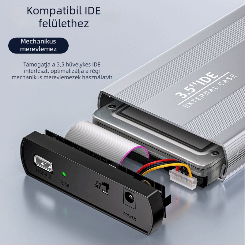 Huagu IDE külső merevlemez-ház — 39-pins IDE interfész, USB, hűtés, ütésálló