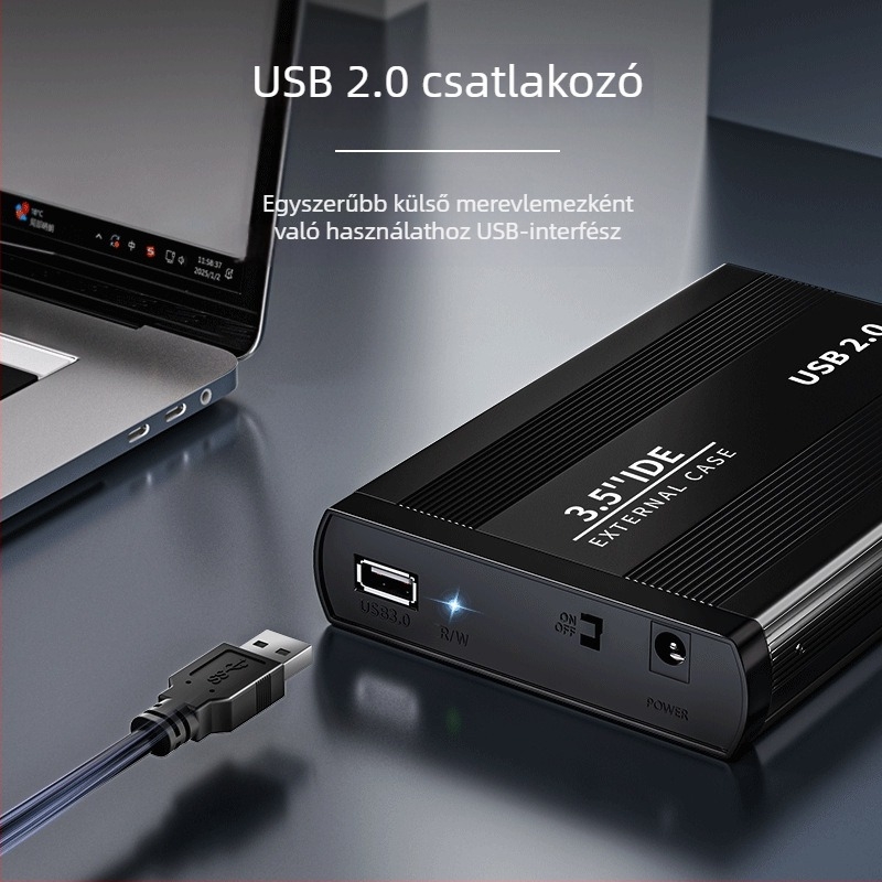 Huagu IDE külső merevlemez-ház — 39-pins IDE interfész, USB, hűtés, ütésálló