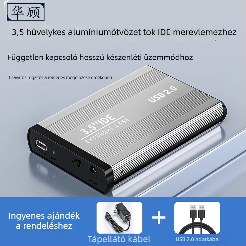 Huagu IDE külső merevlemez-ház — 39-pins IDE interfész, USB, hűtés, ütésálló