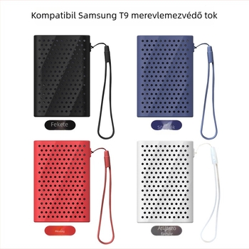 Szilikon tok Samsung T9 SSD-hez – ütésálló, rezgésvédő, hőelvezetés; Modell T9; Pánttal a hordozáshoz