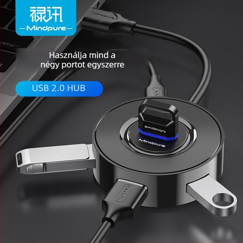USB 2.0 hub, 4-port, bus-powered USB bővítő dokk, modell US018, átviteli sebesség 300 MB/s